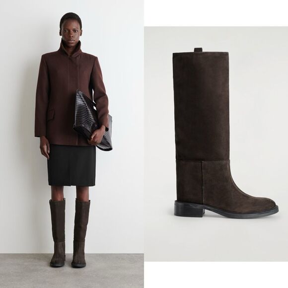 COS Shoes - COS SUEDE RIDING BOOTS in Chocolate brown